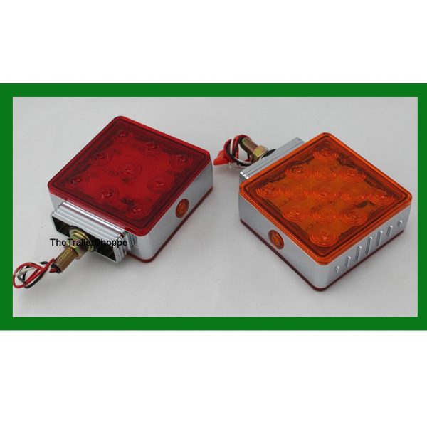 Chrome Square Pedestal Red/Amber 23 LED