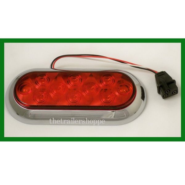 7-5/8" Oval Red Stop, Turn, Tail Light 10 LED Surface Mount