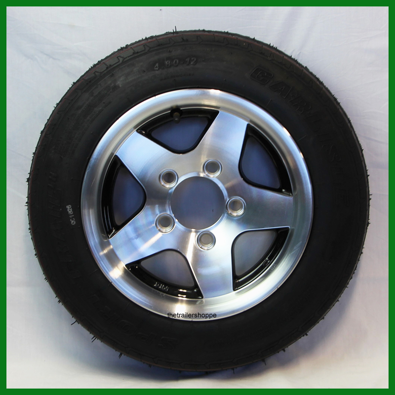 Aluminum Trailer Wheel 4 80 12 Tire LR C 5 bolt The Trailer Shoppe