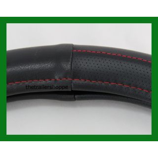 18” Steering Wheel Cover Black with Red Stitching