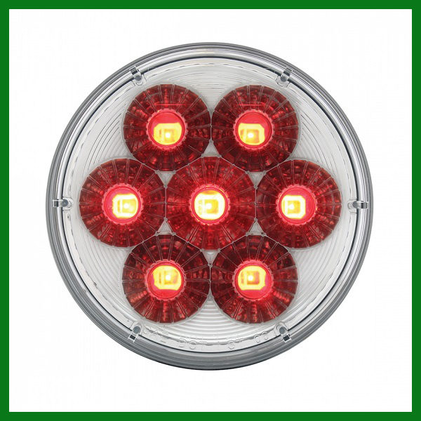 4" Round Red & White Stop Turn Tail 14 LED Dual Light